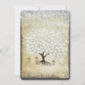 ルネッサンス中世ブルーハートリーフ結婚ツリー 招待状 (裏面)