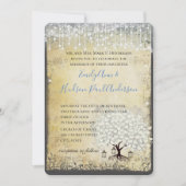 ルネッサンス中世ブルーハートリーフ結婚ツリー 招待状 (正面)