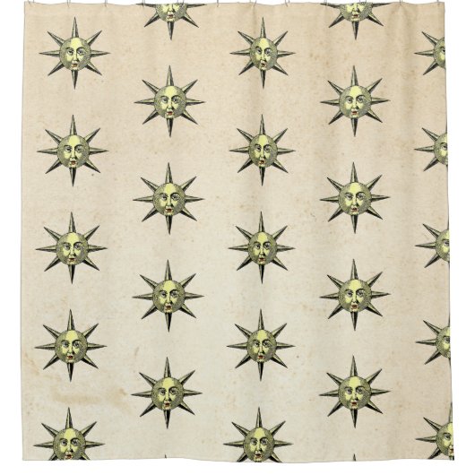 ルネッサンス天文学 – 太陽顔ハンドカラー シャワーカーテン (正面)