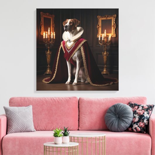 ルネッサンス威厳のあるドッグポートレートヴィンテージキャンドル キャンバスプリント (インサイチュ (リビング))