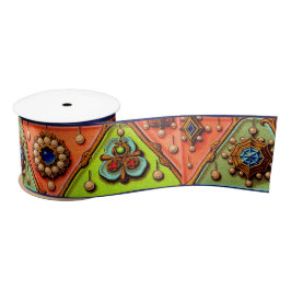 ルネッサンス宝石プリント サテンリボン