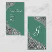 ルネッサンス建築モノグラムグリーンホワイト 名刺 (正面/裏面)