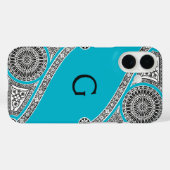 ルネッサンス建築家スクラバブルーモノグラム Case-Mate iPhoneケース (裏面 (横))