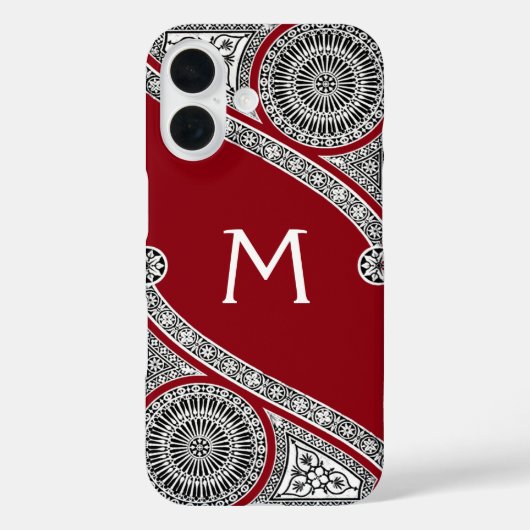 ルネッサンス建築家赤ブルゴーニュ・モノグラム Case-Mate iPhoneケース (裏面)