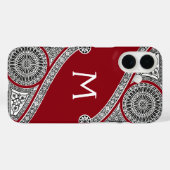 ルネッサンス建築家赤ブルゴーニュ・モノグラム Case-Mate iPhoneケース (裏面 (横))