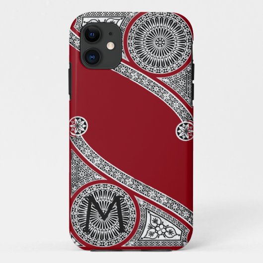 ルネッサンス建築家赤ブルゴーニュ・モノグラム Case-Mate iPhoneケース (裏面)