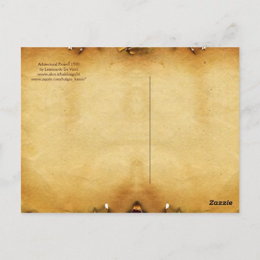 ルネッサンス建築，アンティーク羊皮紙 ポストカード (裏面)
