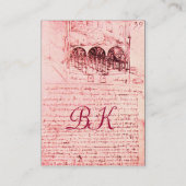 ルネッサンス建築、建築家、エンジニア、ピンク 名刺 (裏面)