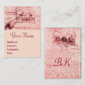 ルネッサンス建築、建築家、エンジニア、ピンク 名刺 (正面/裏面)