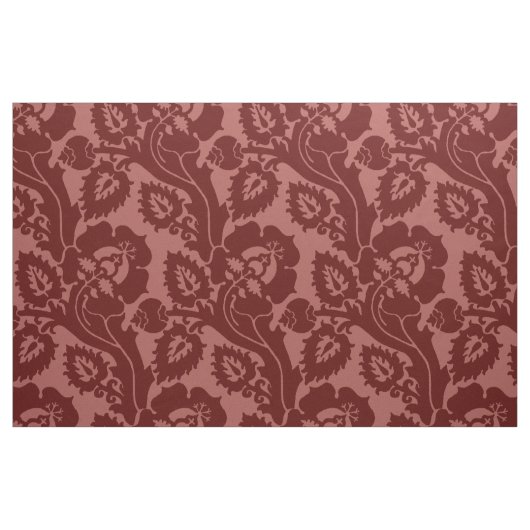 ルネッサンス斜めフローラ、濃い赤 ファブリック (ファットクウォーター)