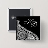 ルネッサンス白黒建築装飾 缶バッジ (正面&裏面)