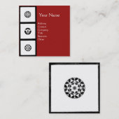 ルネッサンス白黒赤幾何学フローラ スクエア名刺 (正面/裏面)