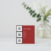 ルネッサンス白黒赤幾何学フローラ スクエア名刺 (スタンド正面)