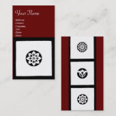 ルネッサンス白黒赤幾何学フローラ 名刺 (正面/裏面)