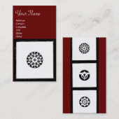 ルネッサンス白黒赤幾何学フローラ 名刺 (正面/裏面)