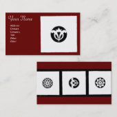 ルネッサンス白黒赤幾何学フローラ 名刺 (正面/裏面)