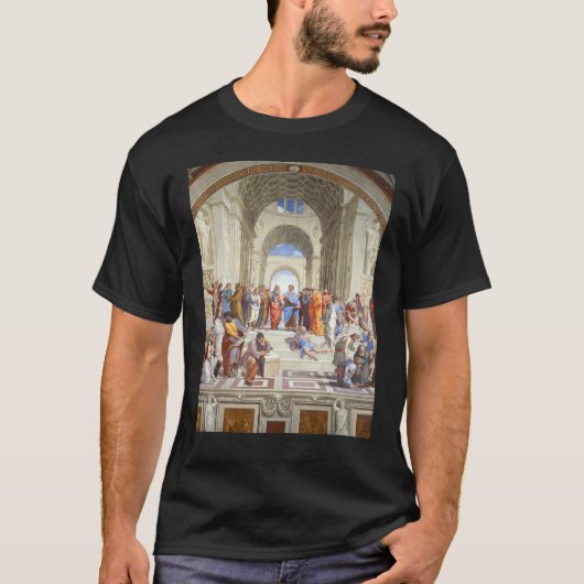 ルネッサンス絵を描の有名なアテネの学校 Tシャツ (正面)