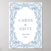 ルネッサンス華美スの埃っぽい青いカードと贈り物 ポスター (正面)