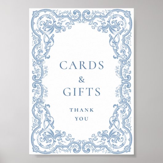 ルネッサンス華美スの埃っぽい青いカードと贈り物 ポスター (正面)