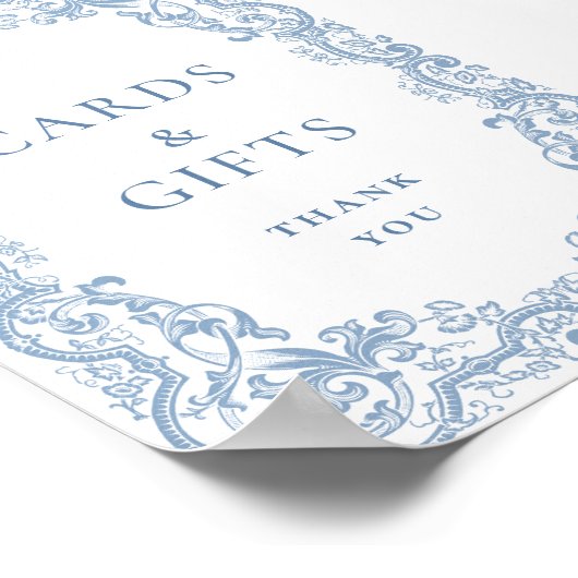 ルネッサンス華美スの埃っぽい青いカードと贈り物 ポスター (角)