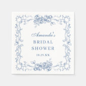 ルネッサンス華美スダスティブルーフローラブライダルシャワー スタンダードカクテルナプキン (正面)