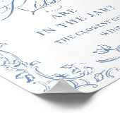 ルネッサンス華美スダスティブルーフローラブライダルシャワー ポスター (角)