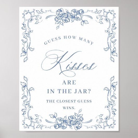 ルネッサンス華美スダスティブルーフローラブライダルシャワー ポスター (正面)