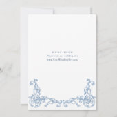 ルネッサンス華美スダスティブルーフローラブライダルシャワー 招待状 (裏面)