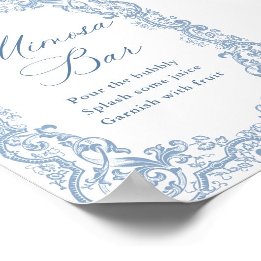 ルネッサンス華美スダスティブルーミモザバーサイン ポスター (角)