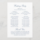 ルネッサンス華美スダスティブルー結婚の式典 プログラム (裏面)