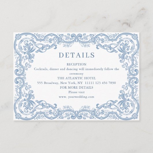 ルネッサンス華美スダスティブルー結婚ズ詳細 エンクロージャーカード (正面)