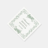 ルネッサンス華美セージグリーンフローラブライダルシャワー スタンダードカクテルナプキン (角)