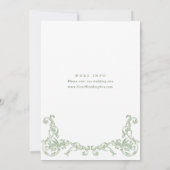 ルネッサンス華美セージグリーンフローラブライダルシャワー 招待状 (裏面)