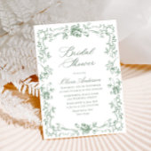 ルネッサンス華美セージグリーンフローラブライダルシャワー 招待状