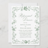 ルネッサンス華美セージグリーンリハーサルディナー 招待状 (正面)