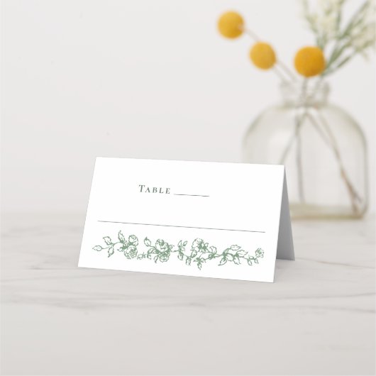 ルネッサンス華美セージグリーン結婚フローラ プレイスカード (正面)