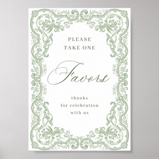 ルネッサンス華美セージ緑の好意結婚の ポスター (正面)