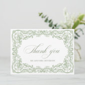 ルネッサンス華美フローラセージ結婚グリーン サンキューカード (スタンド正面)