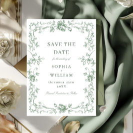 ルネッサンス華美フローラセージ結婚グリーン セーブザデート