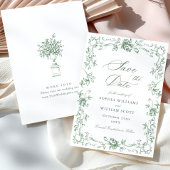 ルネッサンス華美フローラセージ結婚グリーン セーブザデート