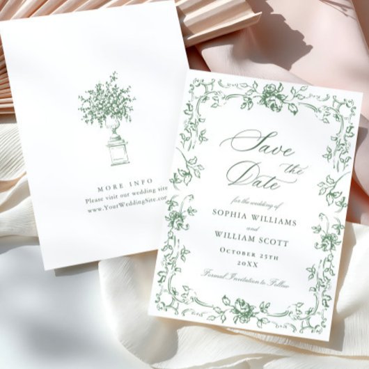 ルネッサンス華美フローラセージ結婚グリーン セーブザデート