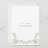 ルネッサンス華美フローラセージ結婚グリーン 招待状 (裏面)
