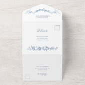 ルネッサンス華美フローラダスティブルー結婚ズ オールインワン招待状 (外側)