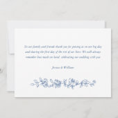 ルネッサンス華美フローラダスティブルー結婚ズ サンキューカード (裏面)