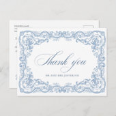 ルネッサンス華美フローラダスティブルー結婚ズ ポストカード (正面/裏面)