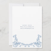 ルネッサンス華美フローラダスティブルー結婚ズ 招待状 (裏面)