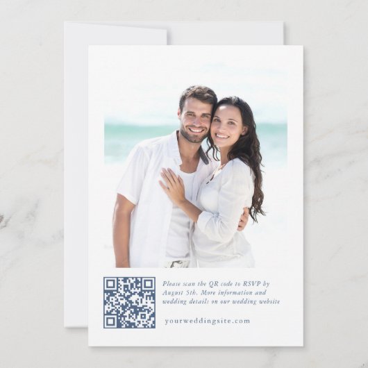 ルネッサンス華美フローラダスティブルー結婚ズ 招待状 (裏面)