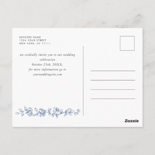 ルネッサンス華美フローラ結婚式の日付を保存 ポストカード (裏面)