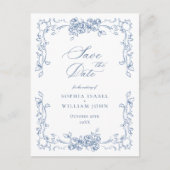 ルネッサンス華美フローラ結婚式の日付を保存 ポストカード (正面)