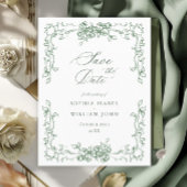 ルネッサンス華美フローラ結婚式の日付を保存 ポストカード